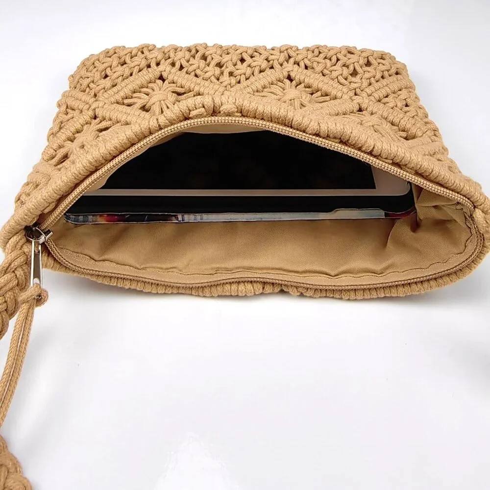 Boho Crossbody Handbag,Handwoven cotton rope Shoulder Bag,Summer Beach Clutches - Picture 6 of 6